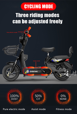 Adult Walking Battery Car 48v Electric Bicycle with Central Motor 350w and Max Speed 30-50Km/h